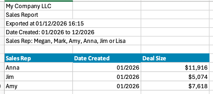 Excel Headers