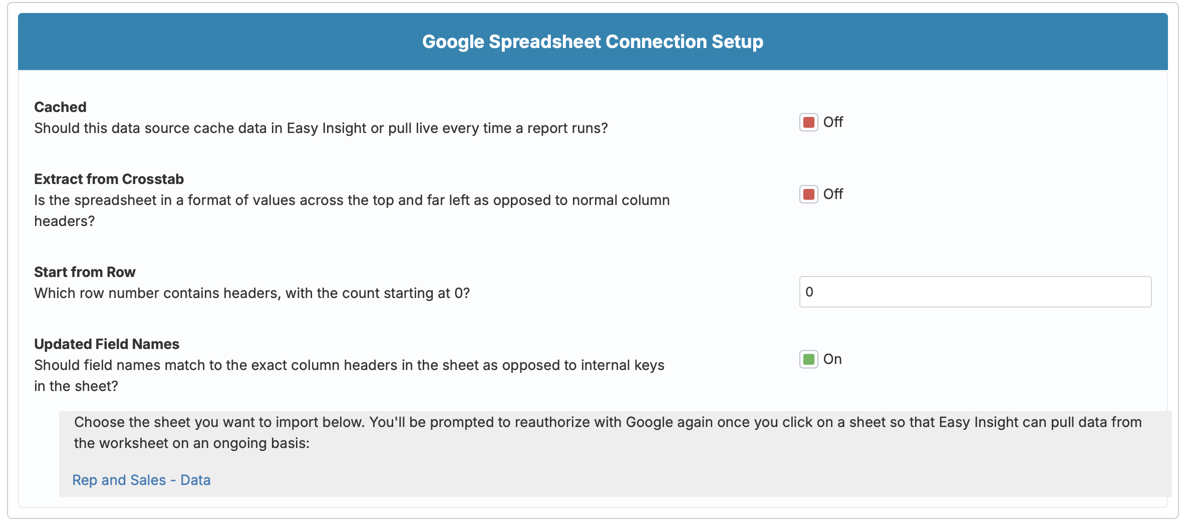 Choosing Google Tab